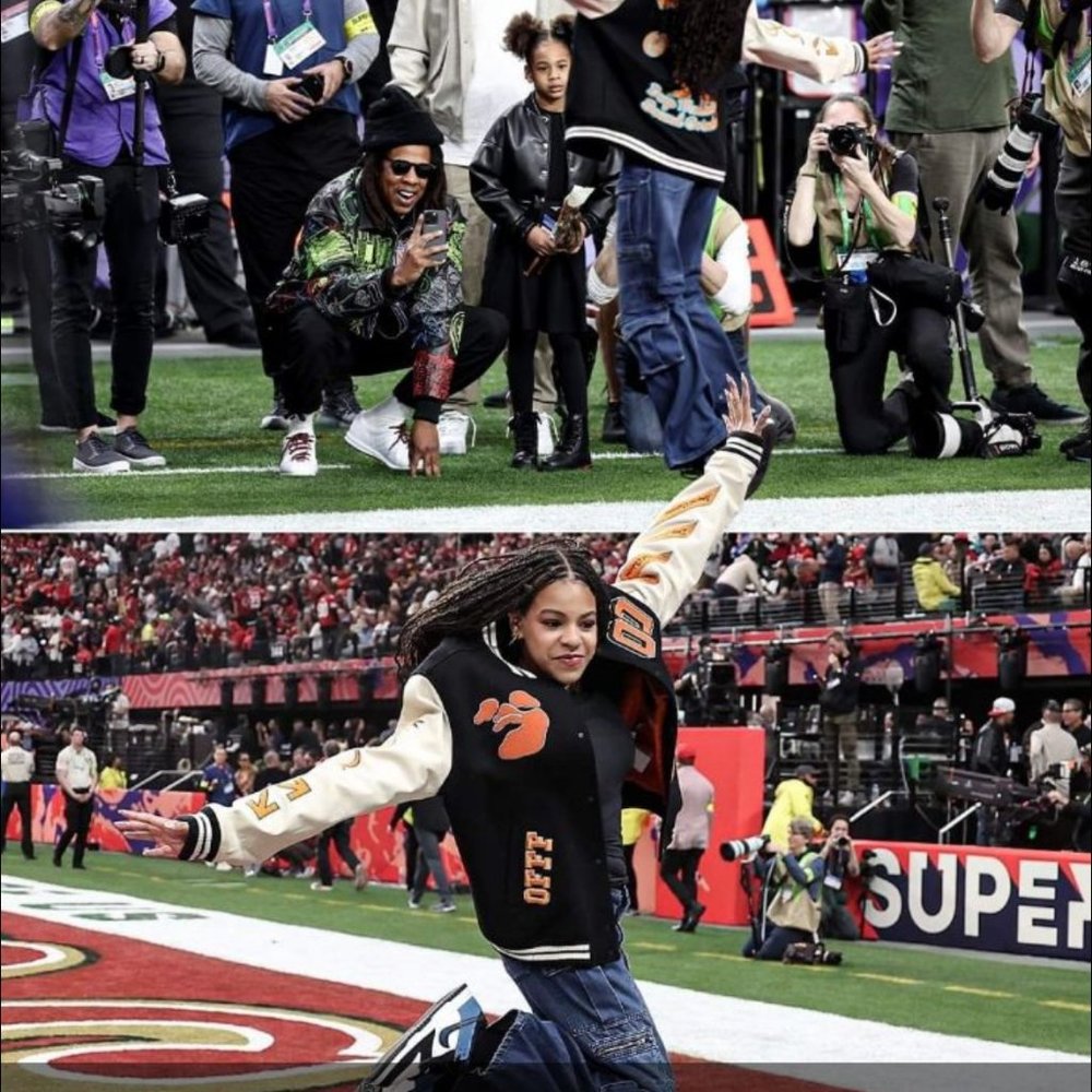 Popular Jacket worn by Jayz and Beyoncé Daughter at 2024 Super Bowl
